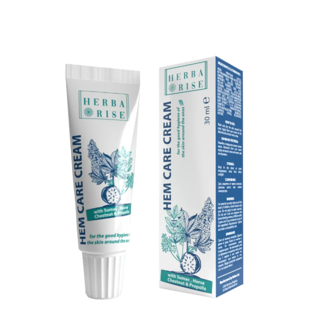 Тубичка крем за хемороиди Hem Care Cream на Herbarise с натурални екстракти на заден фон