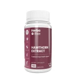 Опаковка хранителна добавка от продукта HERBARISE MONO HAWTHORN EXTRACT глог екстракт 100 капсули, веган, без глутен, без захар, без ГМО