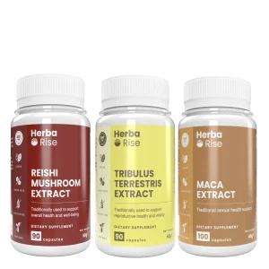 Продуктова снимка на пакет Енергия и устойчивост : Tribulus 45% сапонини, Maca 0.6% макамиди, Reishi 20% полизахариди